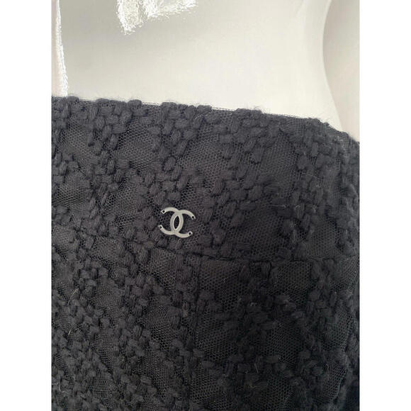 2005 CHANEL 05C Black Textured Skirt Wool FR-40/42 Vintage - Picture 4 of 6